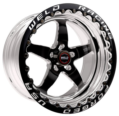 Weld S71 17x12 / 5x4.75 BP / 4.8in. BS Black Wheel (Medium Pad) - Black Single Beadlock MT