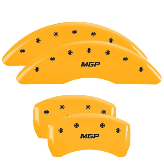 MGP 4 Caliper Covers Engraved Front & Rear MGP Yellow Finish Black Char 2019 Buick Enclave