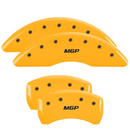 MGP 4 Caliper Covers Engraved Front & Rear MGP Yellow Finish Black Char 2016 Buick Regal