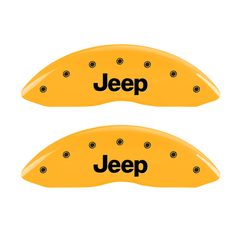 MGP 4 Caliper Covers Engraved Front & Rear JEEP Yellow finish black ch