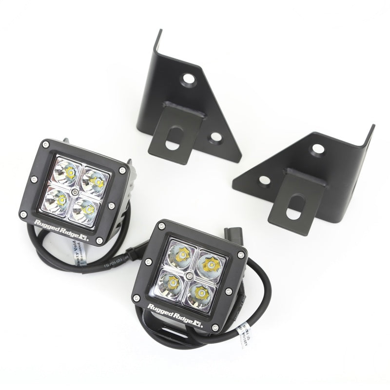 Rugged Ridge 76-95 Jeep Wrangler CJ/YJ Square Windshield LED Kit w/ Brackets