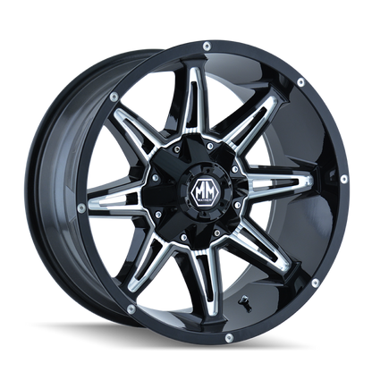 Mayhem 8090 Rampage 18x9 / 8x165.1 BP / 18mm Offset / 130.8mm Hub Black w/ Milled Spokes Wheel