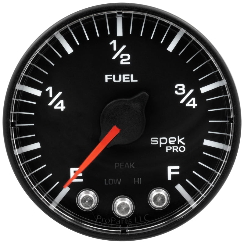 Autometer Spek-Pro Gauge Fuel Level 2 1/16in 0-270 Programmable Blk/Blk