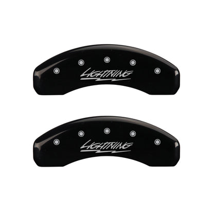 MGP 4 Caliper Covers Engraved Front & Rear Lightning Black finish silver ch