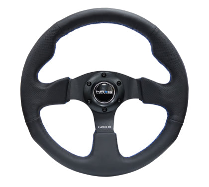 NRG - Reinforced Steering Wheel (320mm) Black Leather w/Blue Stitching