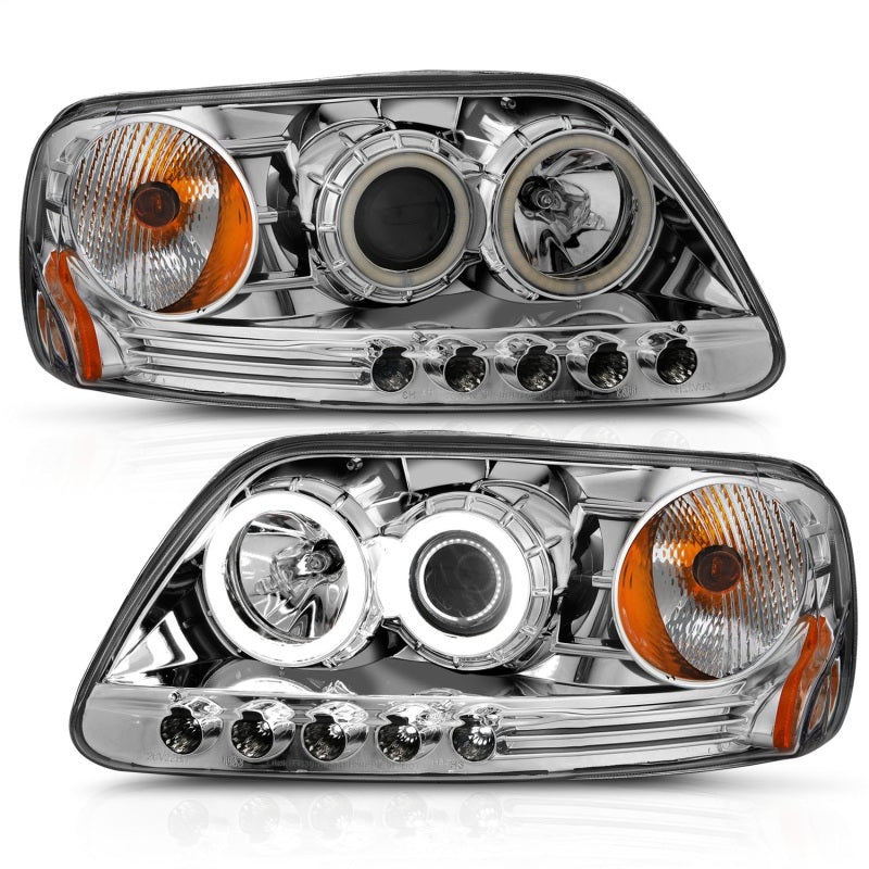 ANZO 1997.5-2003 Ford F-150 Projector Headlights w/ Halo Chrome 1pc