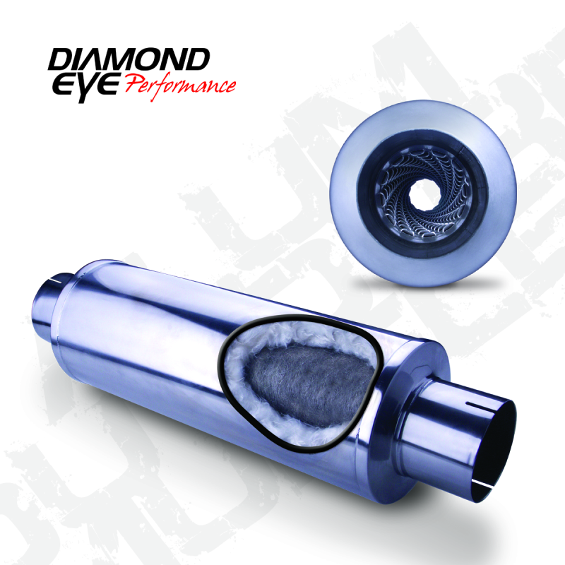 Diamond Eye MFLR 4inID SGL IN/SGL OUT 7inDIA X 24in BODY 30in LENGTH LOUVERED SLOTTED ENDS 409 SS