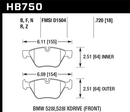 Hawk 13-14 BMW 528i / 528i xDrive HP Plus Front Brake Pads