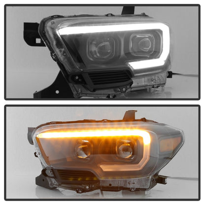 xTune 16-18 Toyota Tacoma SR/SR5 DRL Proj Headlights w/Turn Signal - Blk (PRO-JH-TTA16-SR-BK)