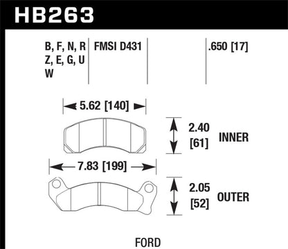 Hawk 87-93 Ford Mustang GT/LX DTC-30 Race Front Brake Pads