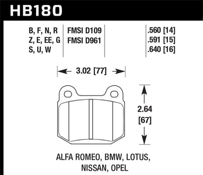 Hawk D109/D174 DTC-60 Race Brake Pads