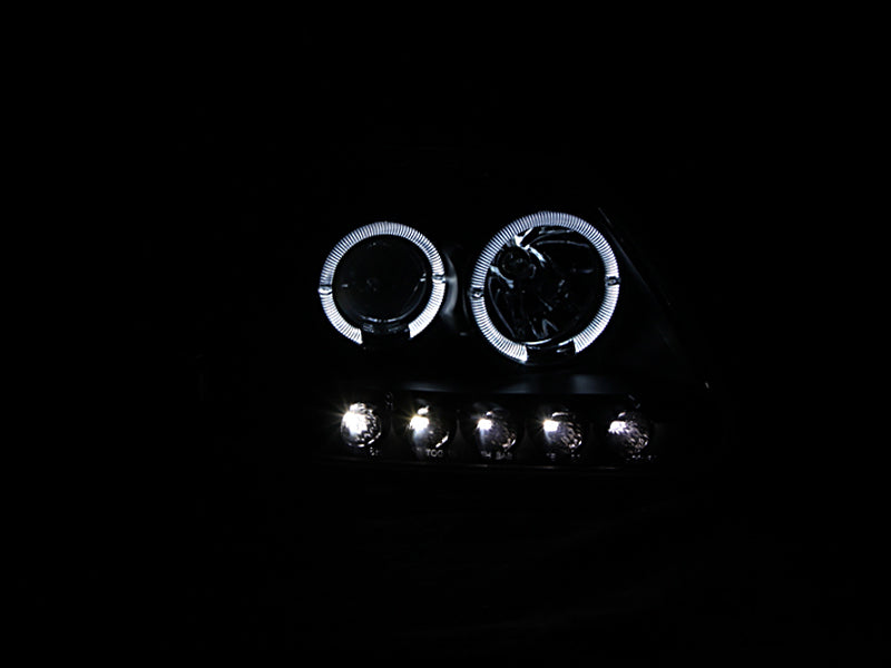 ANZO 1997.5-2003 Ford F-150 Projector Headlights w/ Halo and LED Black 1pc