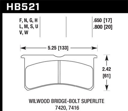 Hawk Wilwood Superlite 4/6 Forged Thin Race HT-10 Brake Pads