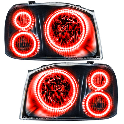 Oracle Lighting 01-04 Nissan Frontier Pre-Assembled LED Halo Headlights - (w/Triple Halos) -Red