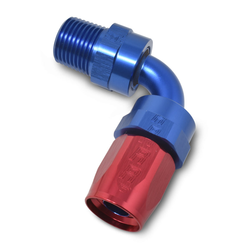 Russell Performance -6 AN Red/Blue 90 Degree Full Flow Swivel Pipe Thread Hose End (With 1/8in NPT)