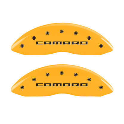 MGP 4 Caliper Covers Engraved Front & Rear Gen 5/Camaro Yellow finish black ch