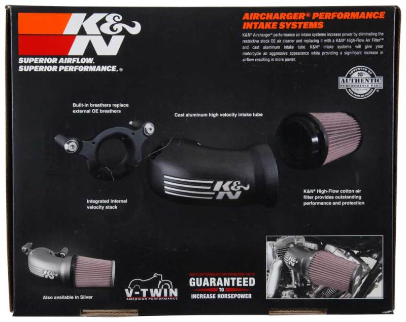 K&N 08-17 Harley Davidson Touring Models Performance Air Intake System Silver