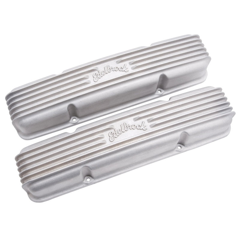 Edelbrock Valve Cover Classic Series Chevrolet 1959-1986 262-400 CI V8 w/ o Breather Holes Satin