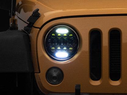 Raxiom 97-18 Jeep Wrangler TJ/JK Axial Series 13-LED Headlights- Black Housing (Clear Lens)
