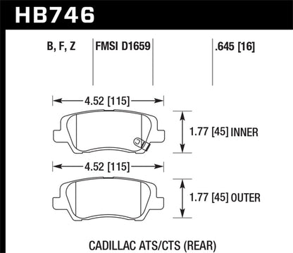 Hawk Cadillac 13-16 ATS / 14-15 CTS Performance Ceramic Rear Brake Pads