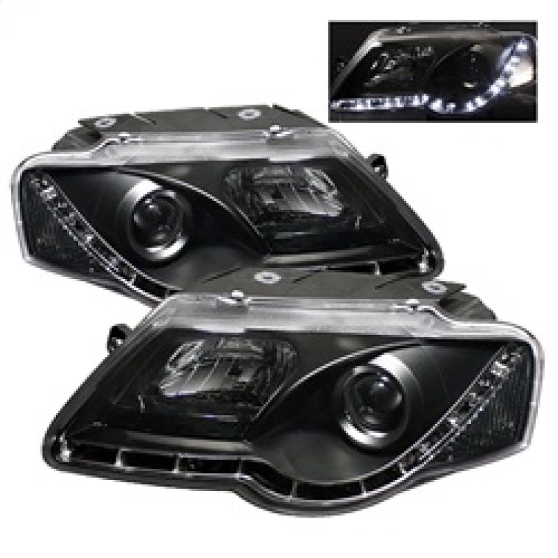 Spyder Volkswagen Passat 06-08 Projector Headlights DRL Black High H1 Low H1 PRO-YD-VP06-DRL-BK