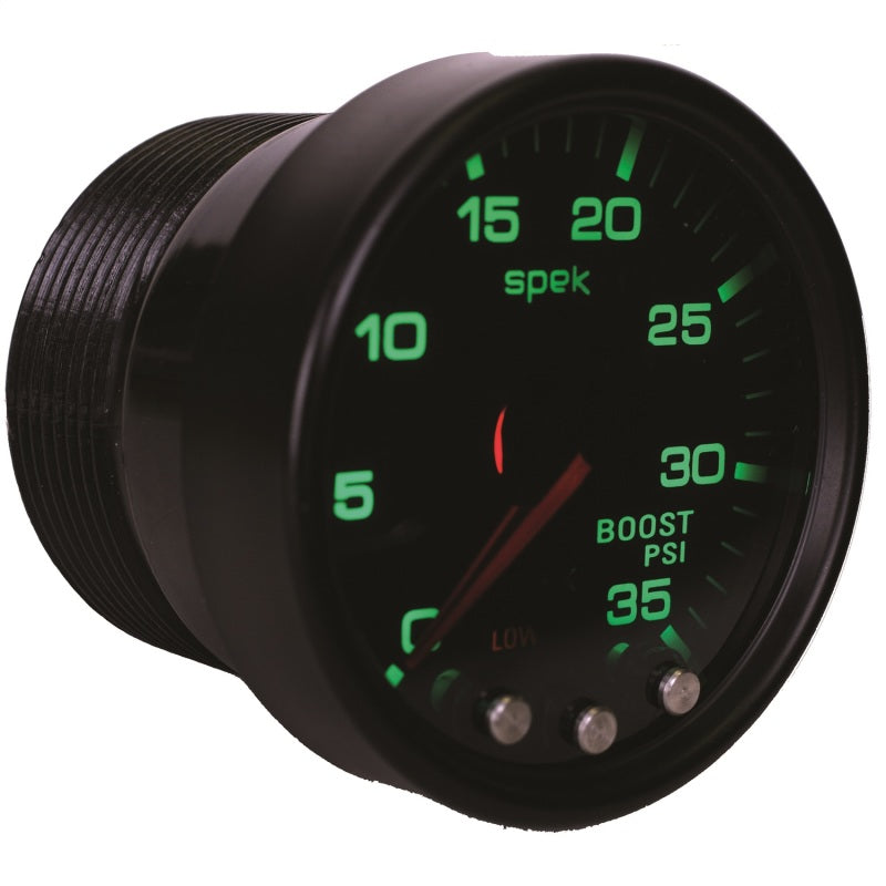 Autometer Spek-Pro Gauge Boost 2 1/16in 35psi Stepper Motor W/Peak & Warn Blacksmoke//Black