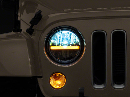 Raxiom 97-18 Jeep Wrangler TJ & JK Axial 7-In LED Headlights w/ DRL - Blk Housing (Clear Lens)