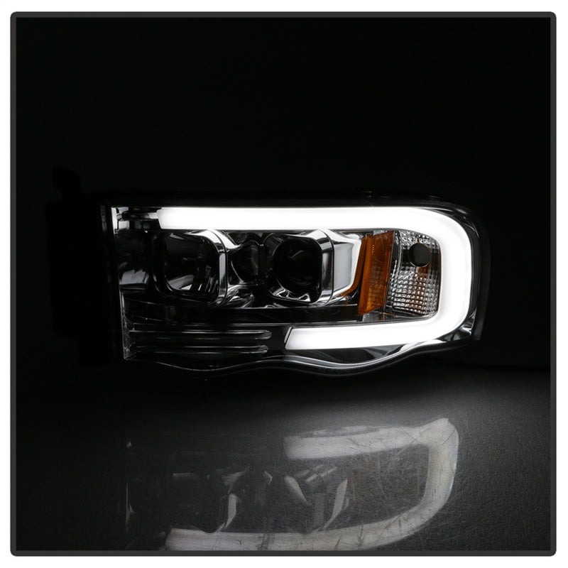 Spyder Dodge Ram 1500 02-05 V2 Projector Headlights - Light Bar DRL - Chrome PRO-YD-DR02V2-LB-C