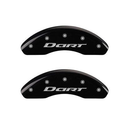 MGP 4 Caliper Covers Engraved Front & Rear With out stripes/Dart Black finish silver ch
