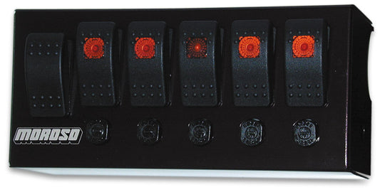 Moroso Rocker Switch Panel - Cage Mount - LED - 3.75in x 8in - Five On/Off Switches