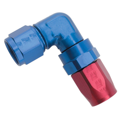 Russell Performance -6 AN Red/Blue 90 Degree Forged Aluminum Swivel Hose End