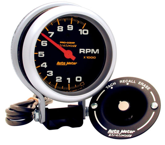 AutoMeter Gauge Tachometer 3-3/4in. 10K RPM Pedestal W/Peak Memory Pro-Comp