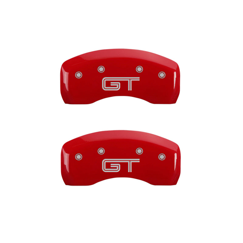 MGP 4 Caliper Covers Engraved Front Mustang Engraved Rear S197/GT Red finish silver ch