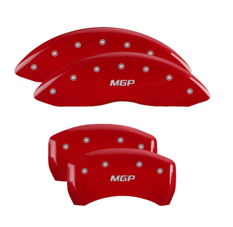 MGP 4 Caliper Covers Engraved Front & Rear 18-19 Buick Regal Sportback Red Finish Silver Characters