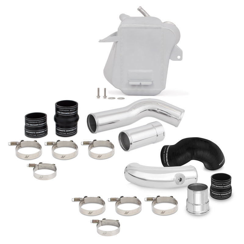 Mishimoto 11-16 Ford 6.7L Powerstroke Air-To-Water Intercooler Kit - Wrinkle Silver w/Polished Pipes