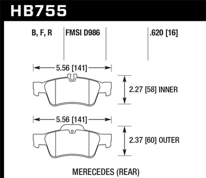 Hawk 13-16 Mercedes CLS550 / 15-16 Mercedes E350 HPS Street Rear Brake Pads