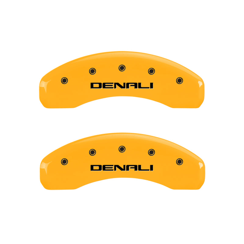 MGP 4 Caliper Covers Engraved Front & Rear Denali Yellow finish black ch