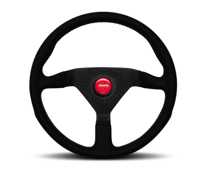 Momo - Montecarlo Alcantara Steering Wheel 350 mm - Black/Red Stitch/Black Spokes