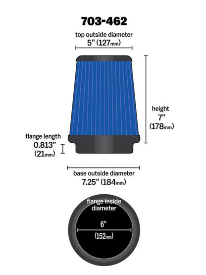 Airaid Universal Air Filter - Cone 6 x 7-1/4 x 5 x 7