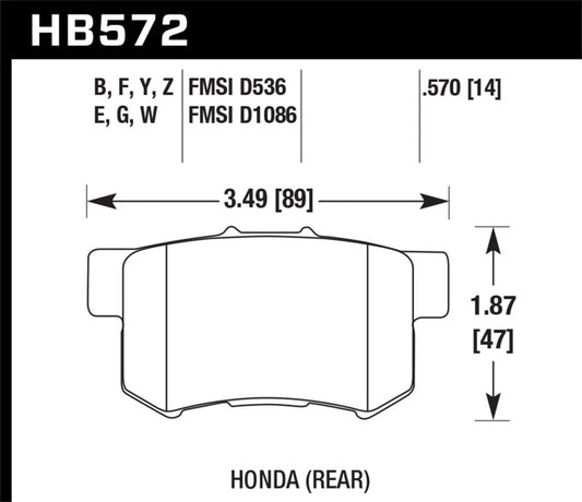 Hawk 07-08 Acura TL Type S Performance Ceramic Street Rear Brake Pads