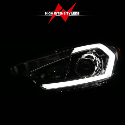 ANZO 2014-2016 Kia Forte Projector Headlights w/ Light Bar Chrome Housing