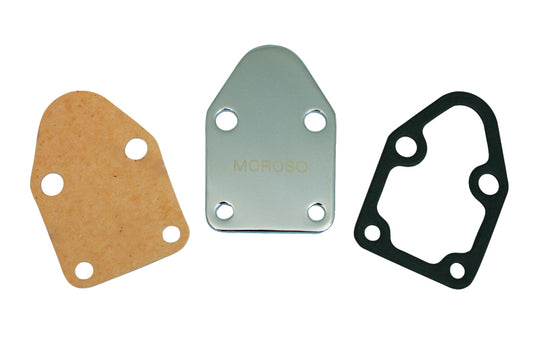 Moroso Chevrolet Small Block Fuel Pump Block-Off Plate - Chrome Plated Steel