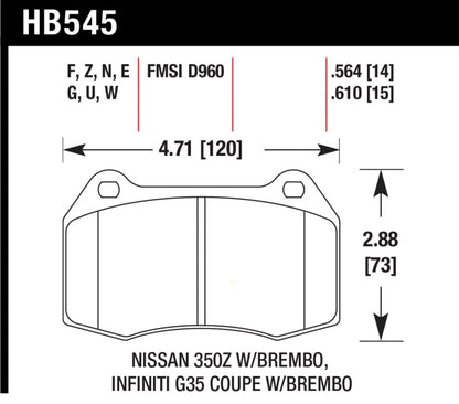 Hawk 03-07 G35/ 03-09 350z/03-06 Sentra w/ Brembo Blue 9012 Street Front Brake Pads