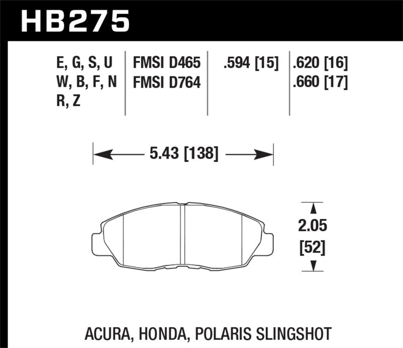 Hawk 96-15 Honda Civic (Coupe/Sedan) DTC-70 Race Front Brake Pads