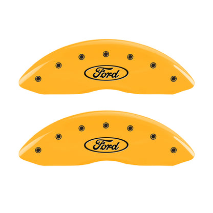 MGP 4 Caliper Covers Engraved F & R Oval Logo/Ford Yellow Finish Black Char 2002 Ford Crown Victoria