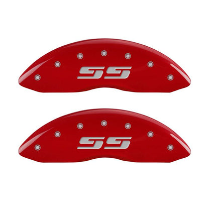 MGP 4 Caliper Covers Engraved Front & Rear MGP Red finish silver ch