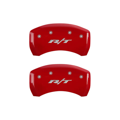 MGP 4 Caliper Covers Engraved Front & Rear RT1-Truck Red finish silver ch