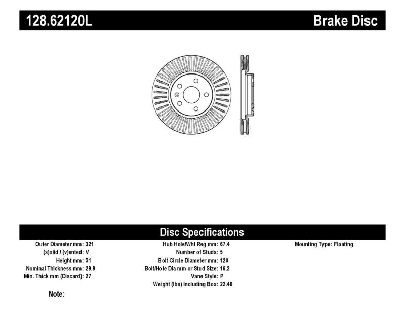 StopTech Drilled Sport Brake Rotor