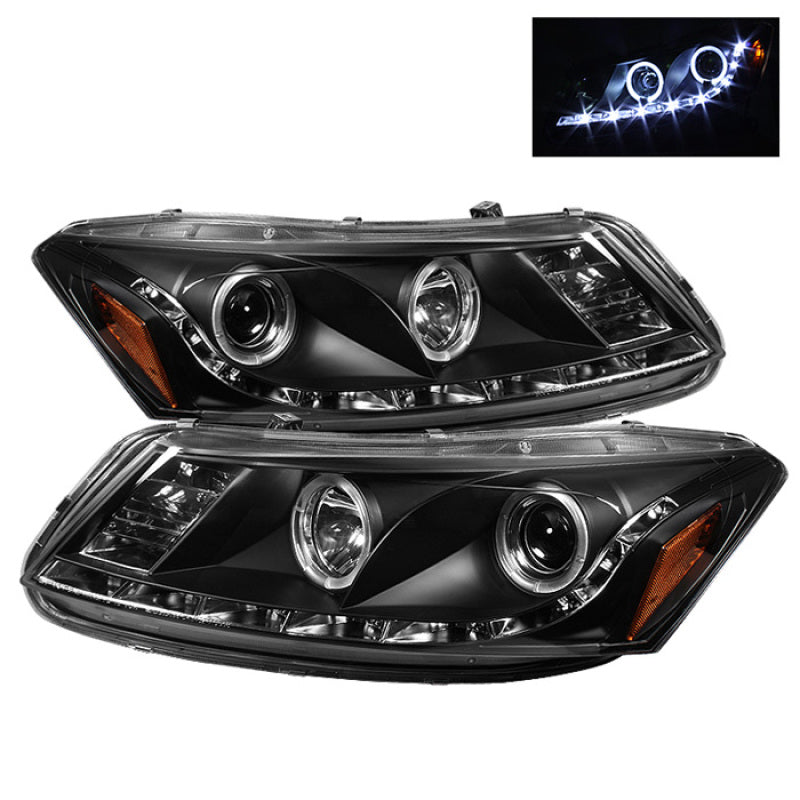 Spyder Honda Accord 08-12 4Dr Projector Headlights- LED Halo DRL Blk PRO-YD-HA08-4D-HL-BK