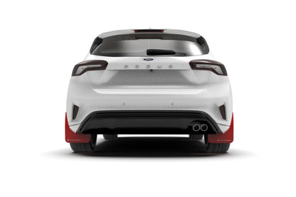 Rally Armor 19-22 Ford Focus ST MK4 (Hatch) Red UR Mud Flap w/ White Logo